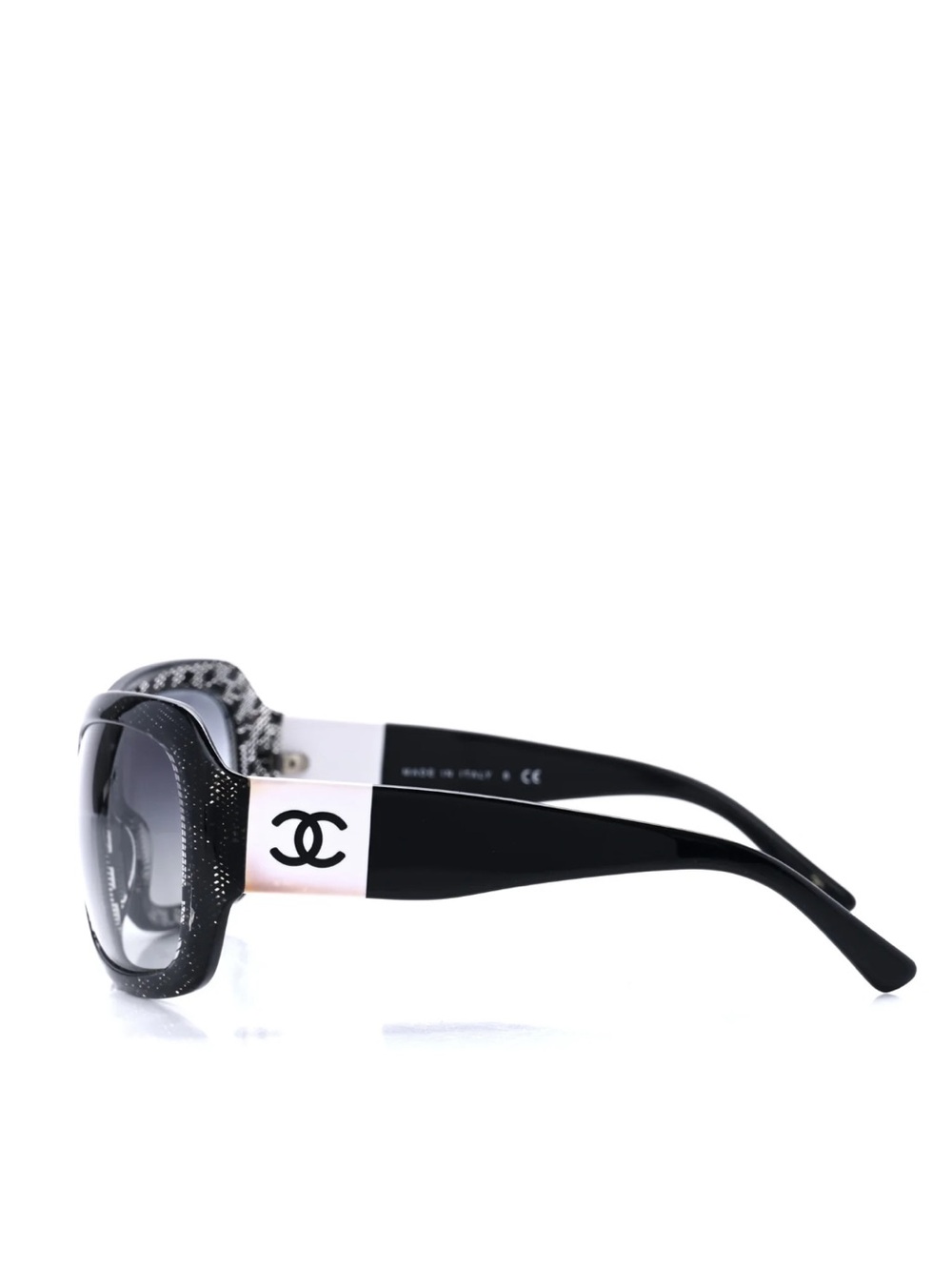 CHANEL Black and White Logo Accent Women's Sunglasses